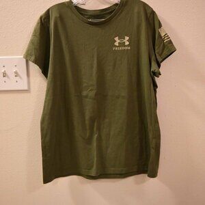 Under Armour Women's Freedom Flag Short Sleeve Casual Shirt (OD Green, XL)